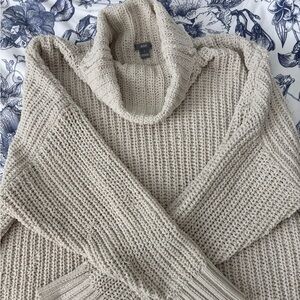 Aerie Textured Cream Cowl Neck Sweater